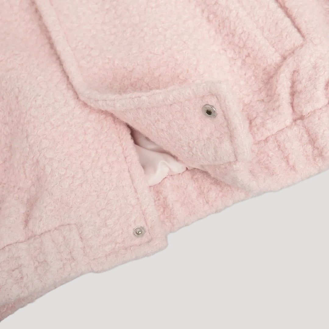 Dam bomberjacka i boucle teddy rosa med dragkedja 8