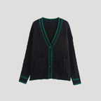 Dam chunky kabelstickad kofta med knäppning för höst och vår 2