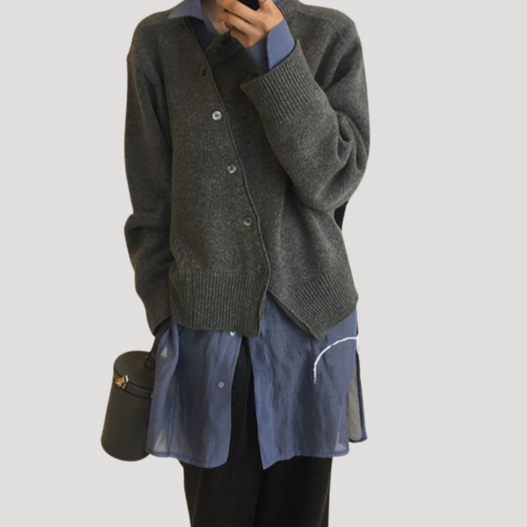 Dam chunky stickad vinterkardigan överdimensionerad passform 0