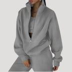 Dam fleece halv zip vintertröja för kalla dagar 1