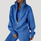 Dam fleece halv zip vintertröja för kalla dagar 10