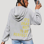 Dam fleece hoodie överdimensionerad med tryck för vinter 1