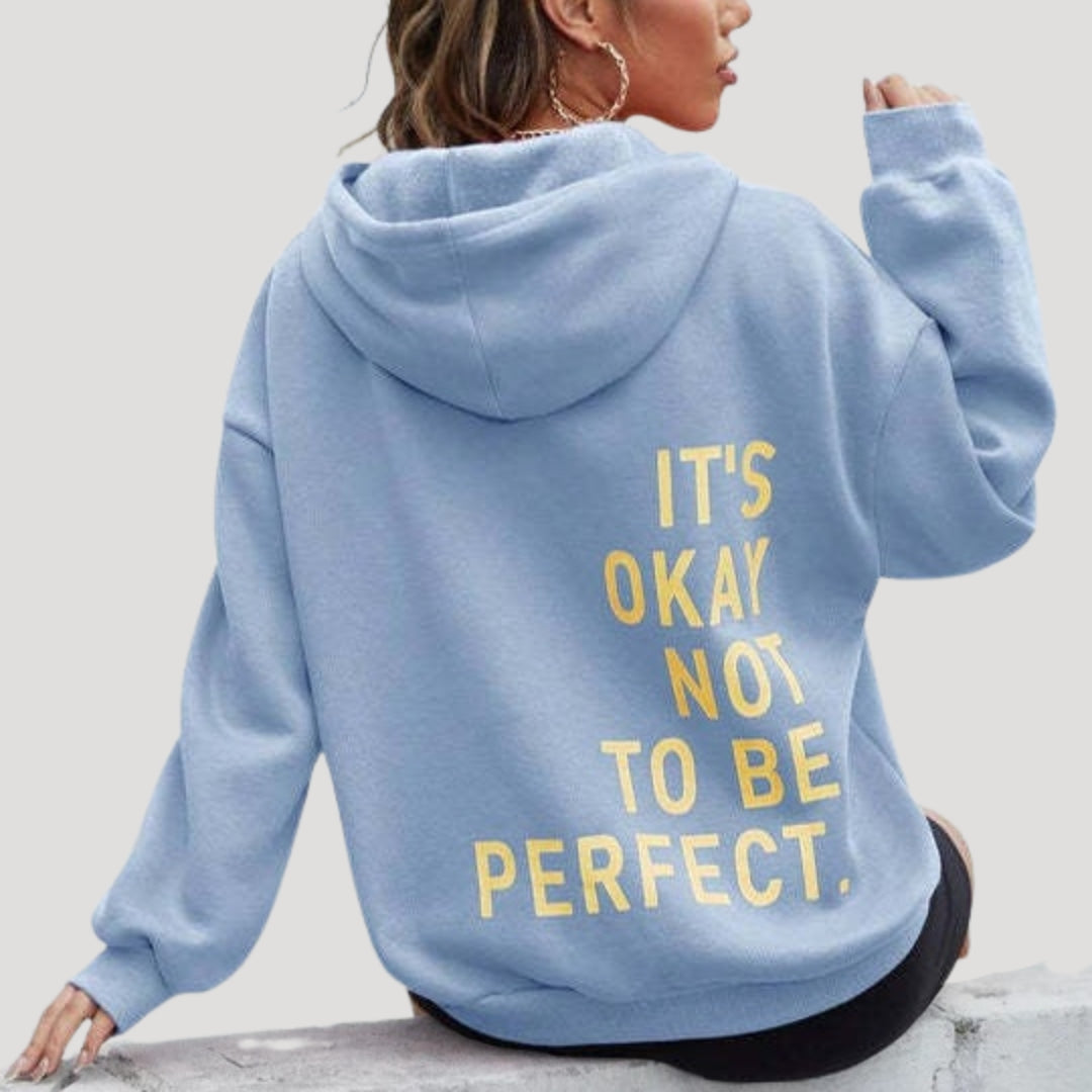 Dam fleece hoodie överdimensionerad med tryck för vinter 2