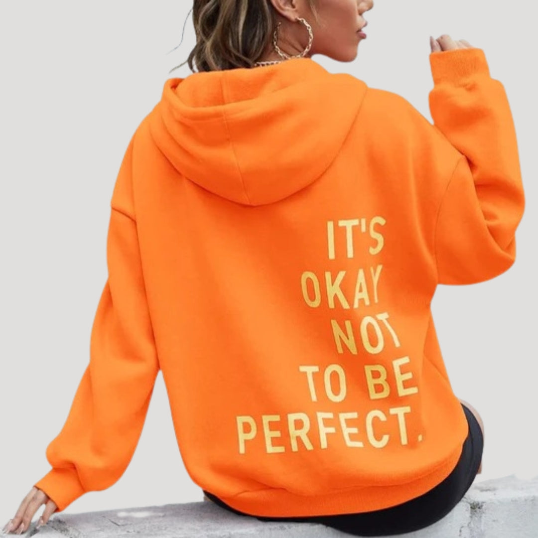 Dam fleece hoodie överdimensionerad med tryck för vinter 4