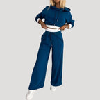 Dam fleecefodrad oversized luvtröja och joggingset för vinter