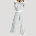 Dam fleecefodrad oversized luvtröja och joggingset för vinter