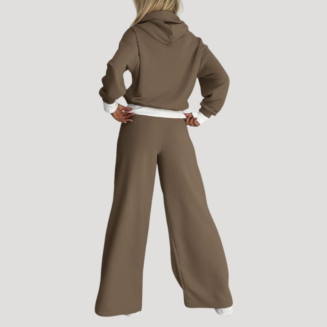 Dam fleecefodrad oversized luvtröja och joggingset för vinter