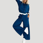 Dam fleecefodrad oversized luvtröja och joggingset för vinter