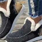 Dam fodrade vinterstövlar slip-on i vattenbeständig design 5