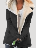 Dam fuskpäls vinterjacka med klassisk krage och plüschfoder 8