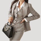 Dam grå passformad kavajbyxdress för vinter och fest