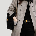 Dam kappa ullblandning dubbelbröst vinterkappa med fickor 3