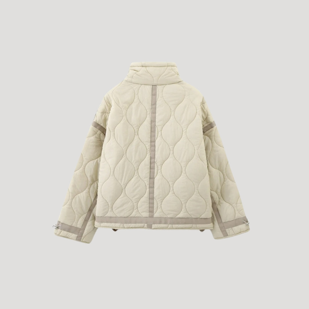 Dam kort puffer vinterjacka med hög hals för kallt väder 1