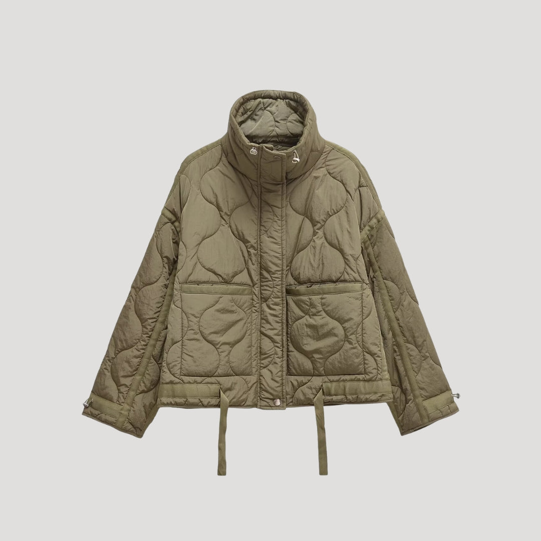 Dam kort puffer vinterjacka med hög hals för kallt väder 2