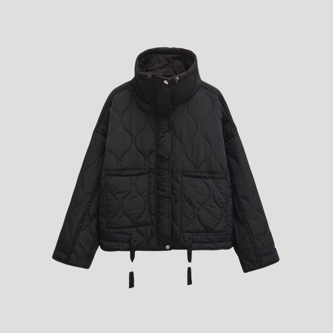 Dam kort puffer vinterjacka med hög hals för kallt väder 3