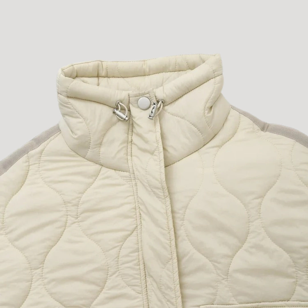 Dam kort puffer vinterjacka med hög hals för kallt väder 7