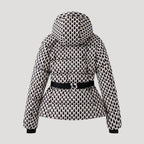 Dam kviltad lång vinterjacka med bälte och huva