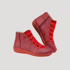 Dam läder hög topp sneakers med snörning för vår och höst 1