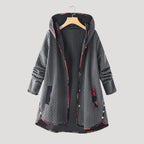 Dam lång fleecefodrad vinterjacka med huva 2