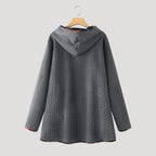 Dam lång fleecefodrad vinterjacka med huva 3