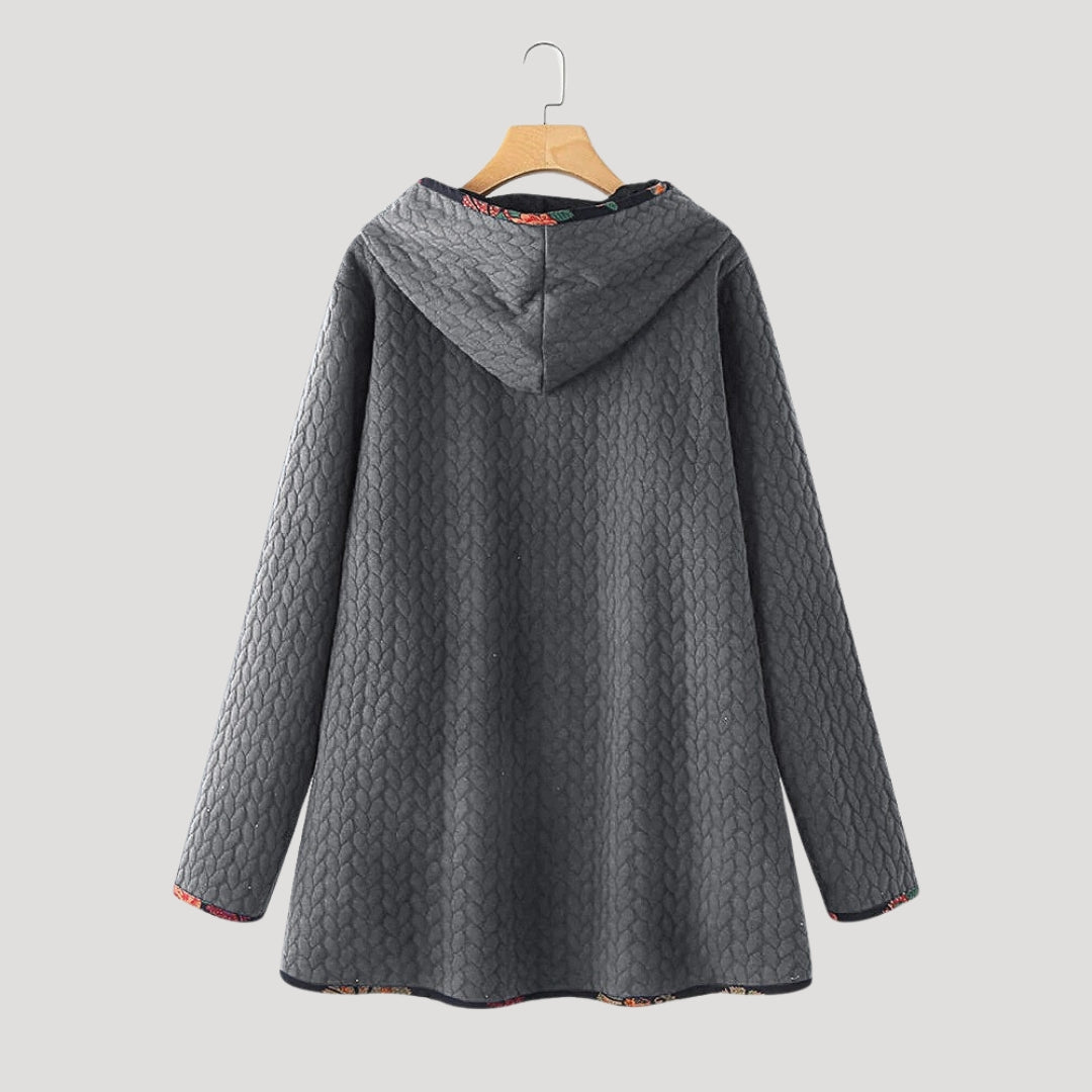 Dam lång fleecefodrad vinterjacka med huva 3