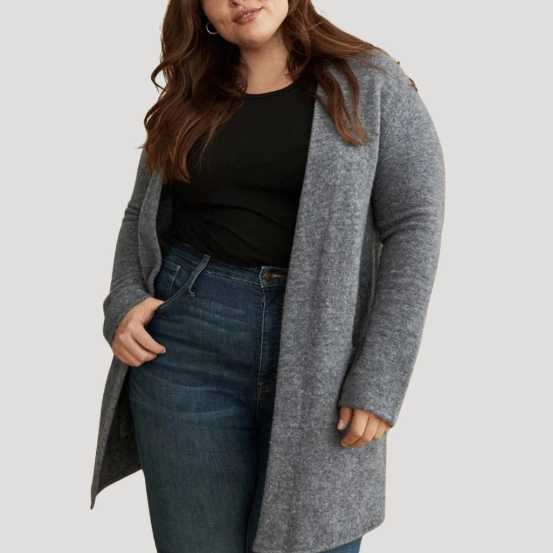 Dam lång kofta cardigan med fickor för vår och höst 2