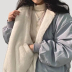 Dam lång svart pufferjacka vadderad vinterjacka med hög krage 3