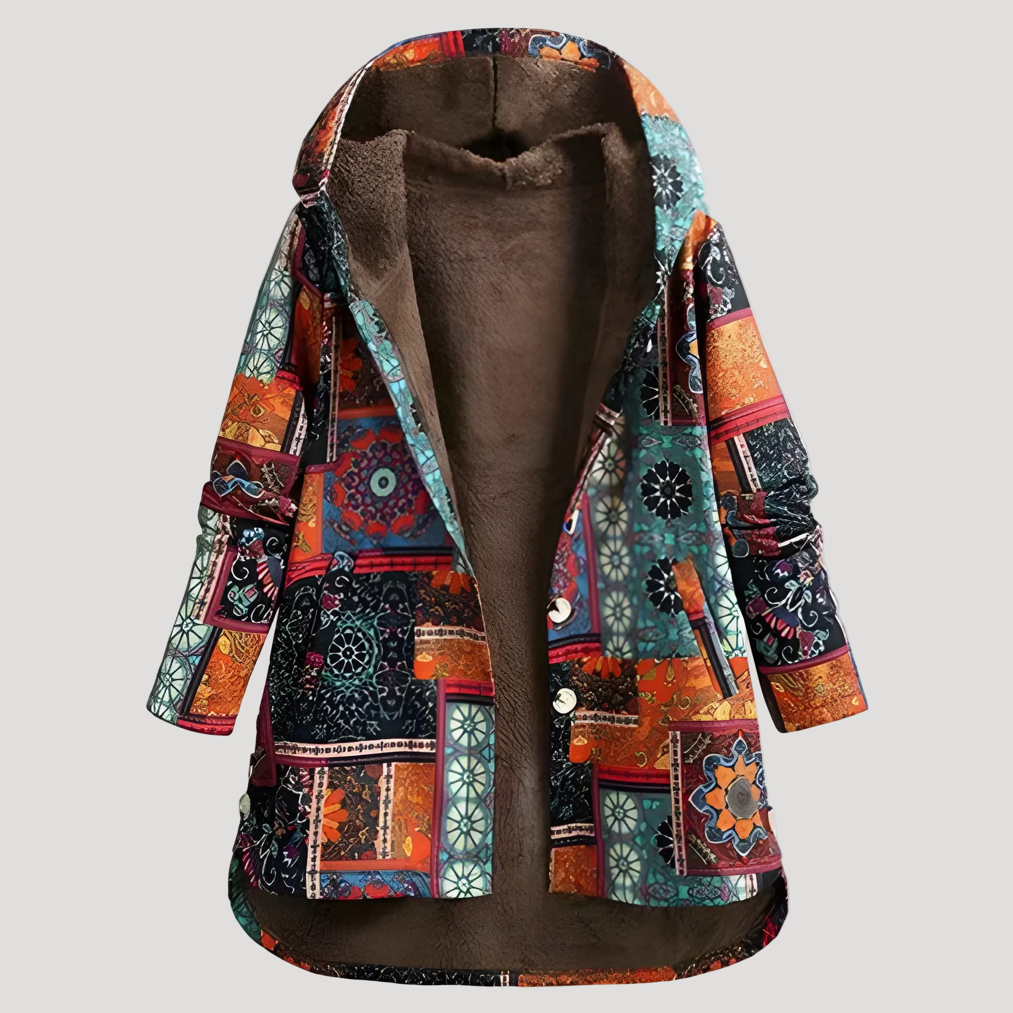 Dam lång vinterjacka med huva klassisk varm stil 2