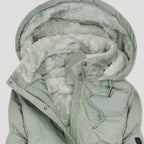 Dam lång vinterrock med huva och faux päls 3