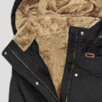 Dam lång vinterrock med huva och faux päls 4