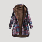 Dam lång vinterrock med huva och faux pälsfoder 0