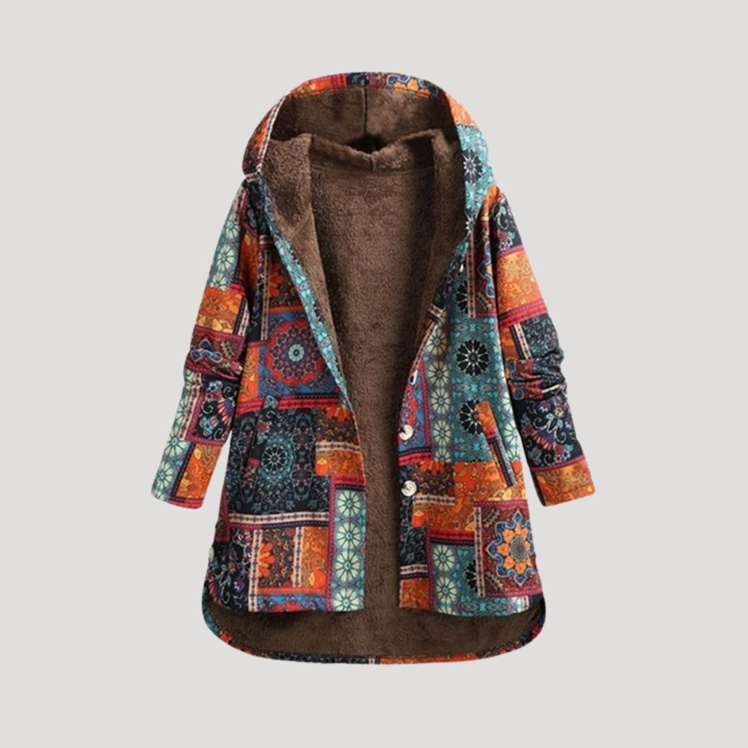 Dam lång vinterrock med huva och faux pälsfoder 1