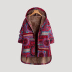 Dam lång vinterrock med huva och faux pälsfoder 2