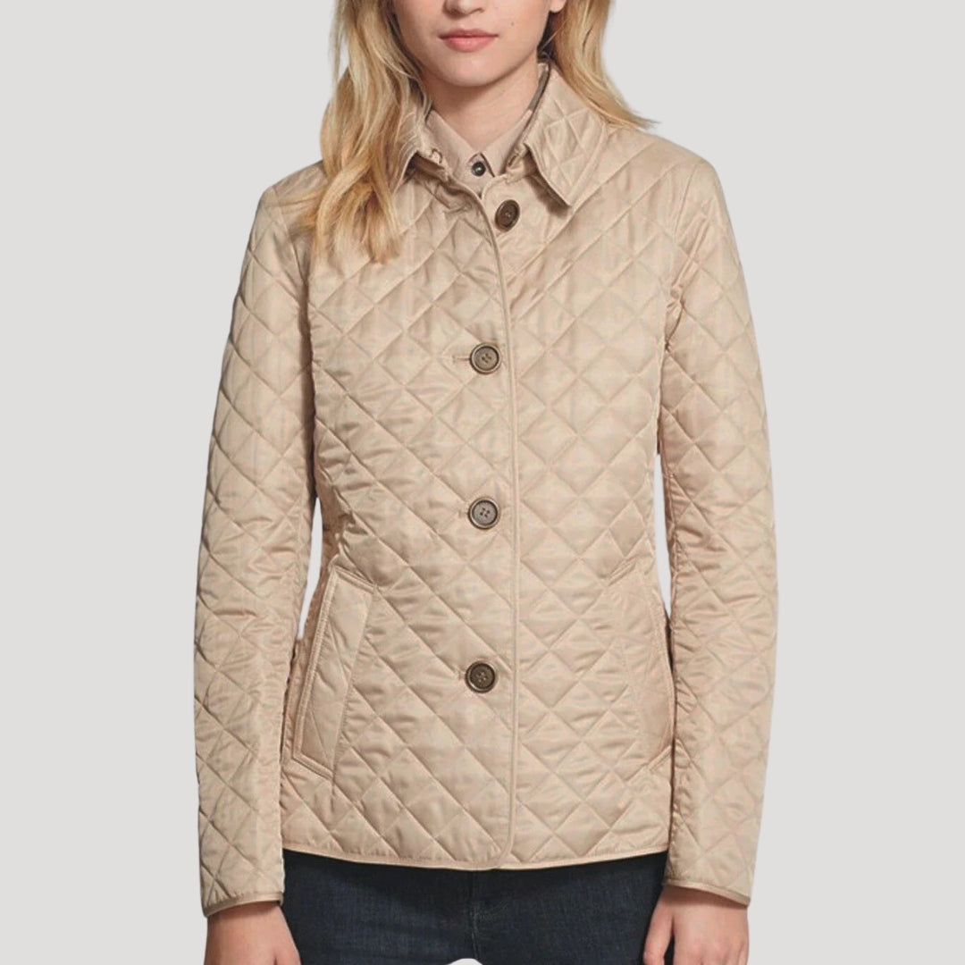 Dam lätt quiltad sommarjacka med knappstängning 0