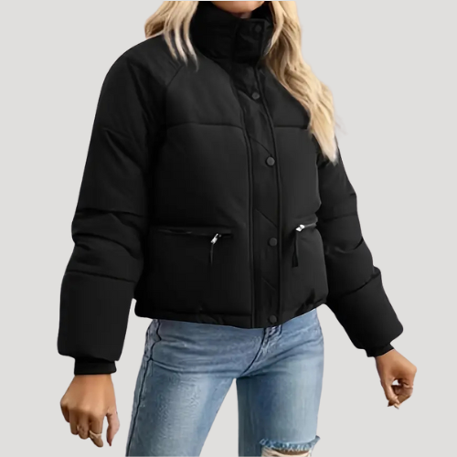 Vadderad bomberjacka i ljusgrön med quiltat mönster. 0