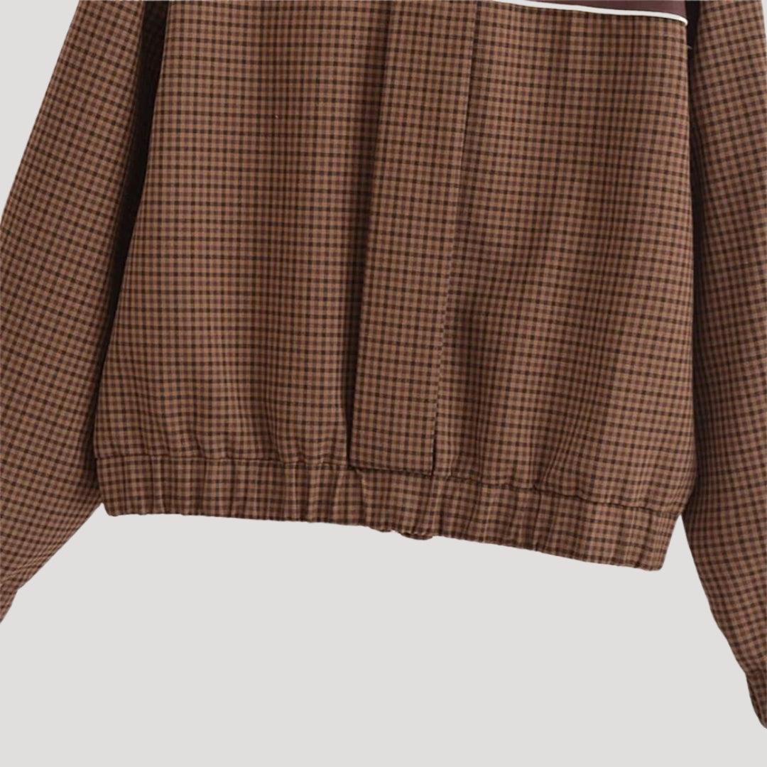 Dam lättviktsrutig jacka med dragkedja för höst