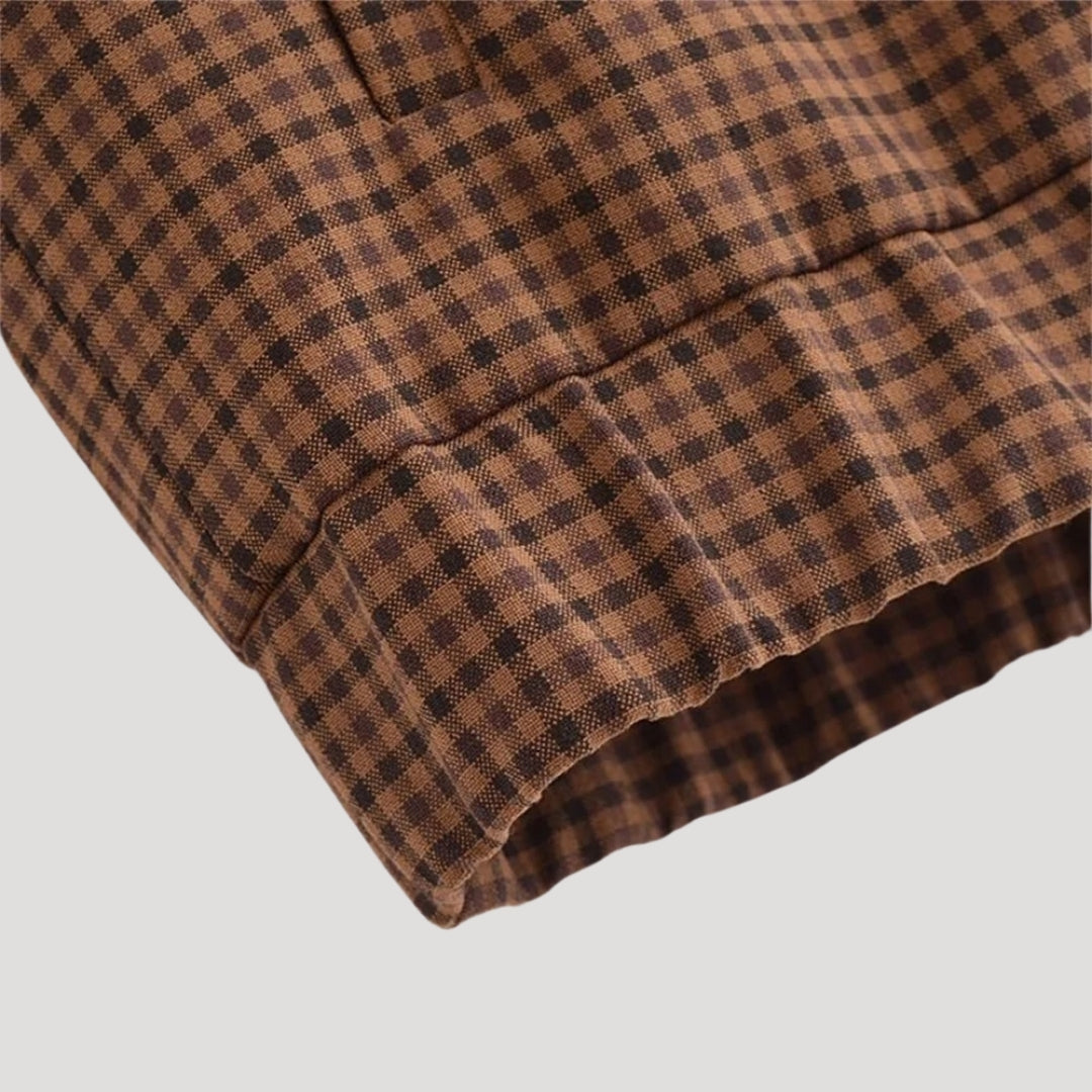 Dam lättviktsrutig jacka med dragkedja för höst