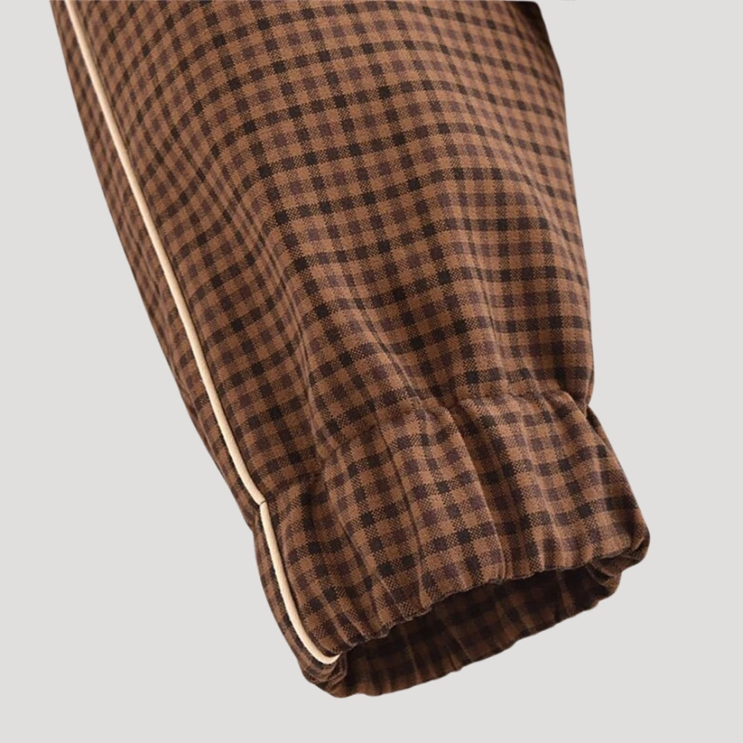 Dam lättviktsrutig jacka med dragkedja för höst