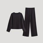 Dam lounge set långärmad med vida byxor för avslappnad stil