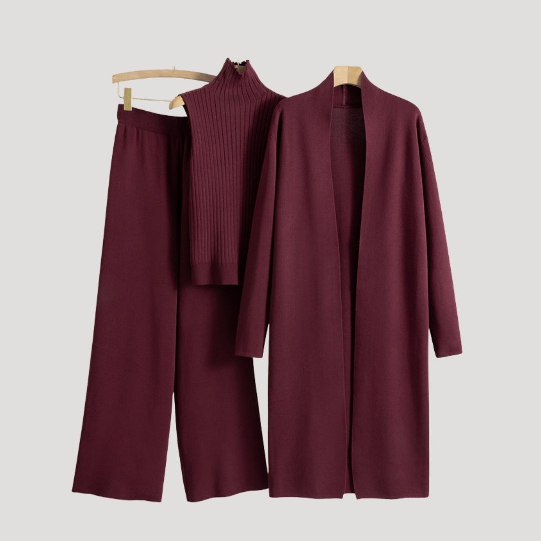 Dam loungewear set stickad mysig för vinter