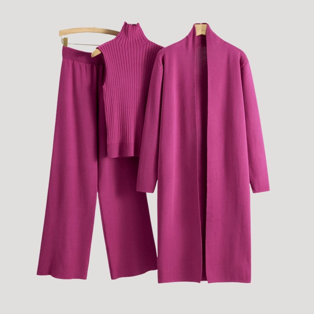 Dam loungewear set stickad mysig för vinter