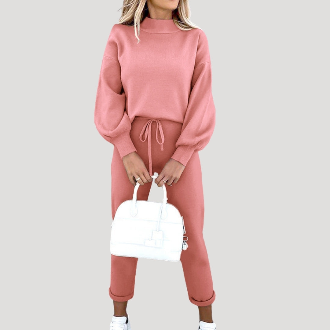 Dam loungewear set stickad träningsoverall för vinter