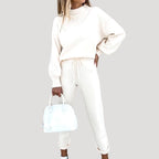 Dam loungewear set stickad träningsoverall för vinter