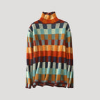 Dam mönstrad rullhals överdimensionerad stickad jumper för vinter 0