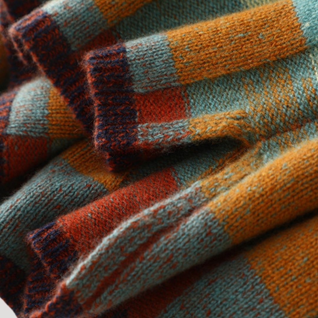 Dam mönstrad rullhals överdimensionerad stickad jumper för vinter 4