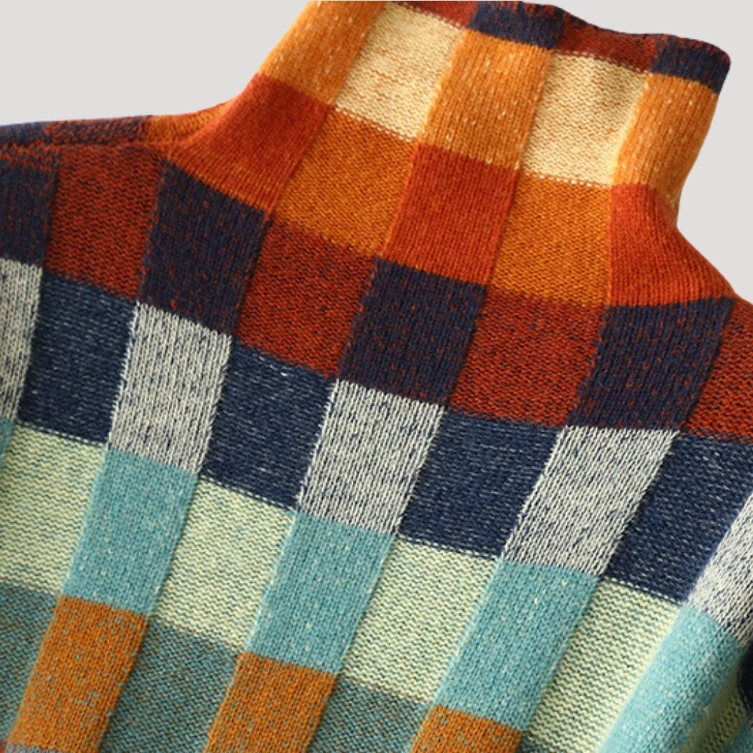 Dam mönstrad rullhals överdimensionerad stickad jumper för vinter 5