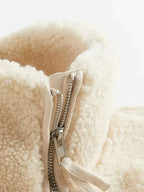 Dam överdimensionerad lammull jacka med patchwork-design 8