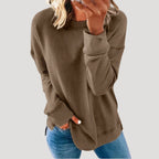 Dam överdimensionerad långärmad vintertröja i mjukt material 4