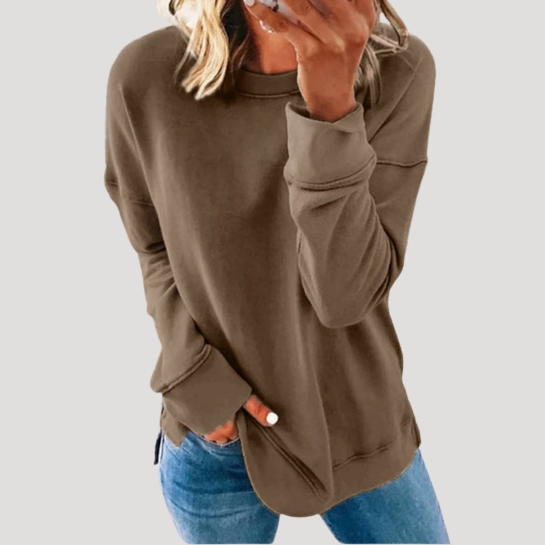 Dam överdimensionerad långärmad vintertröja i mjukt material 4