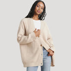 Dam överdimensionerad stickad lång vinterkardigan i mjuk kvalitet 1